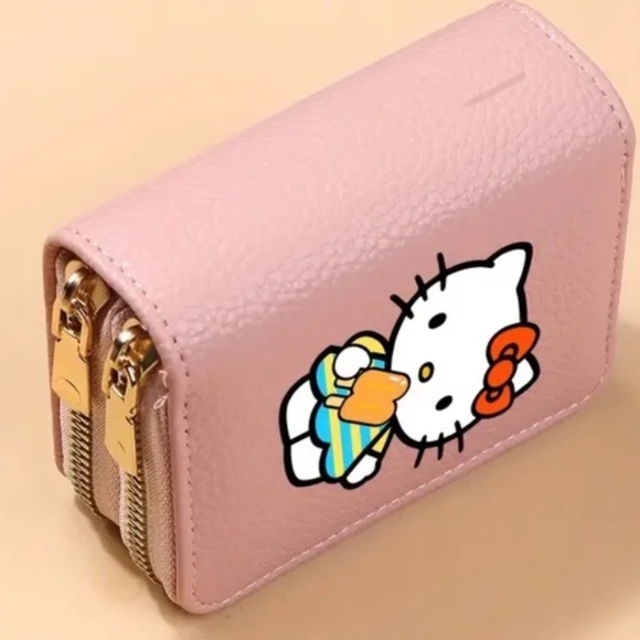 Hello Kitty Dual Zipper Large Capacity Coin Purse & Card Holder NWT  Sanrio Pink - Picture 2 of 6